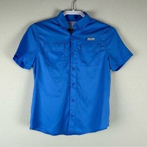NEW Ocean Coast Bluetiful Blue Button Up Short Sleeve Shirt Size Medium